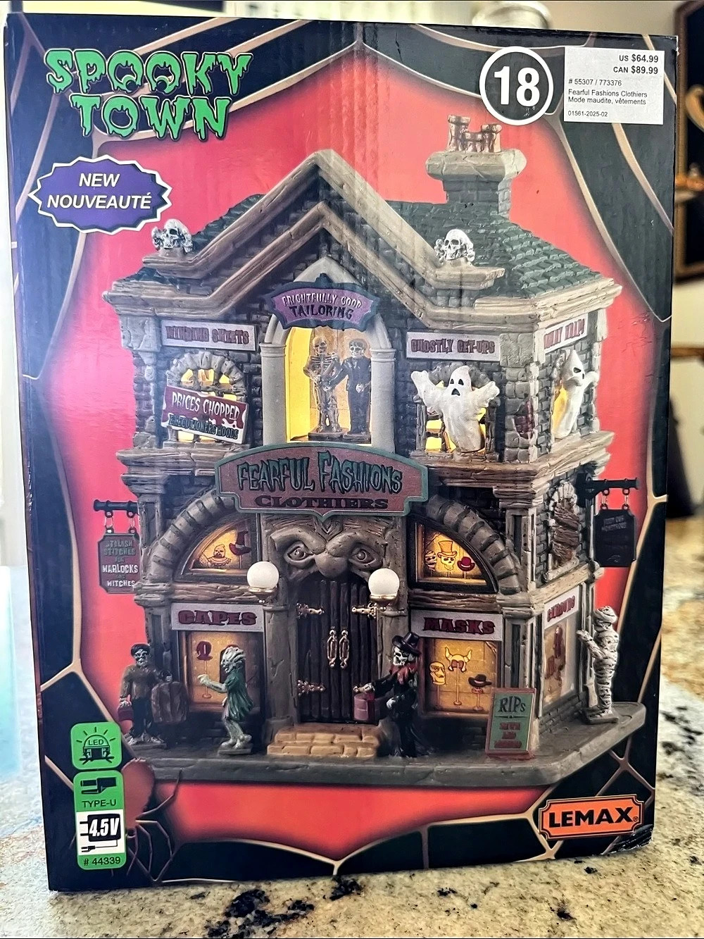 Lemax Haunted House Spooky Town Lighted Building Fearful Fashions Clothiers NWT